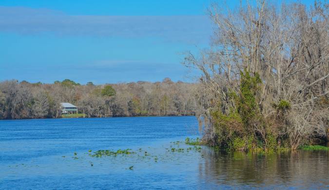Beautiful lake and natural landscape in Chiefland, Florida